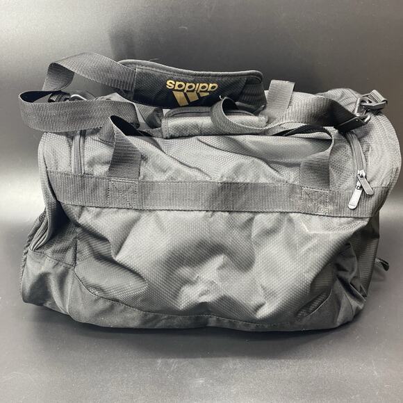 Adidas Defender Duffle Bag Gym Athletic Workout Black/Gold 21x11x11 Medium Size - Picture 6 of 11